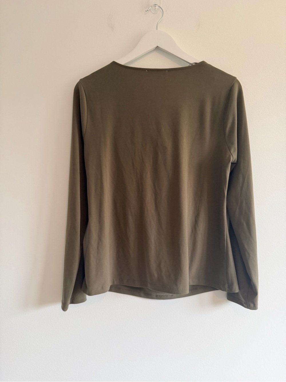 Michael Kors Draped Neck Long Sleeve Top in Olive Green - Picture 7 of 7